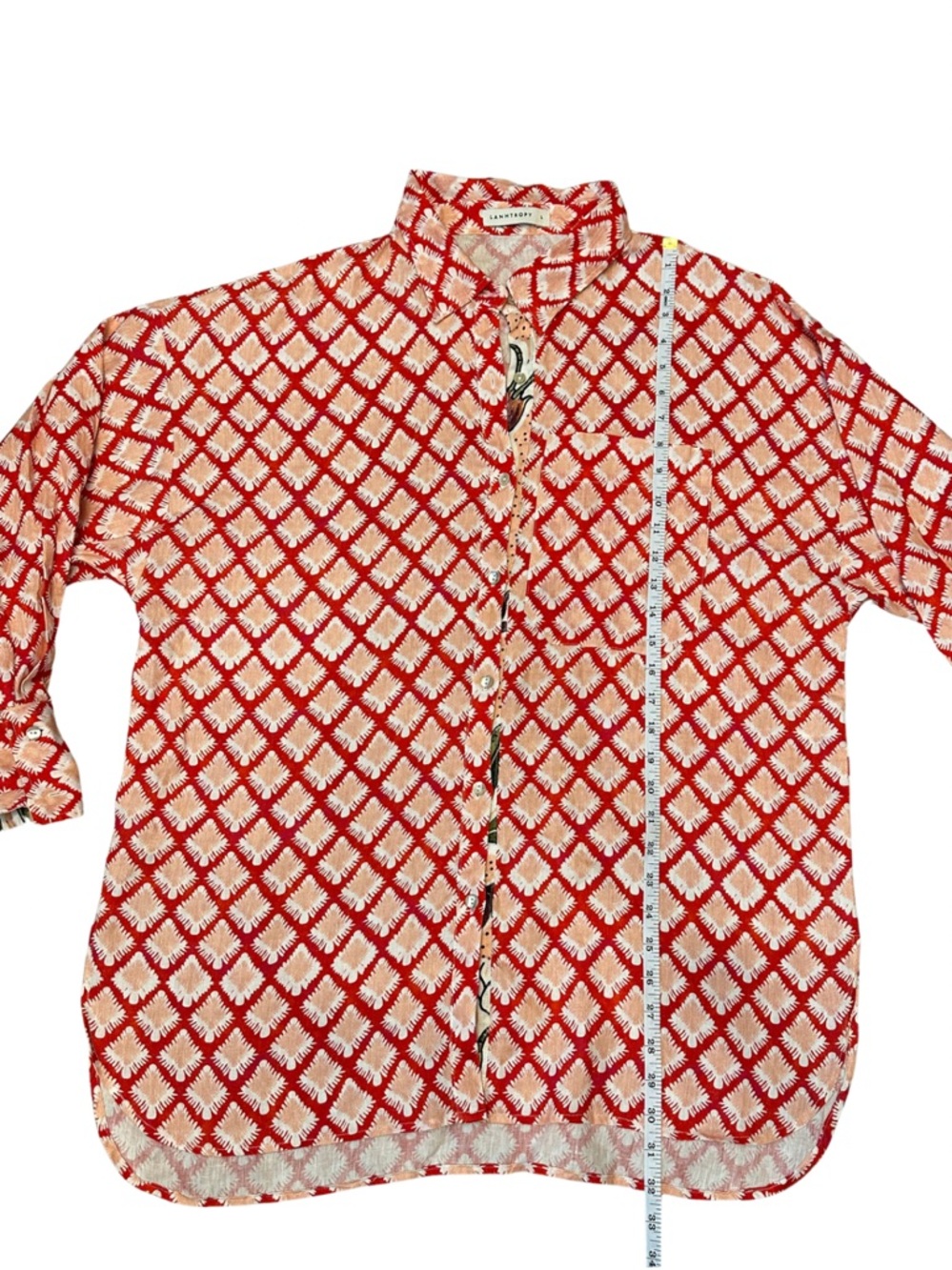 Lanhtropy Island Linen Shirt Tangier Print 100% Organic Linen Oversized L - Picture 7 of 14